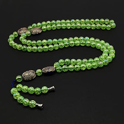 -8MM -99 Beads Necklace DHIKR TASBIH Collection- Imitation Acrylic Muslim Beads-Tesbih-Tasbih-Tasbeeh-Misbaha-Masbaha-Subha-Sebha (Shiny Light Green) - color: Shiny Light Green