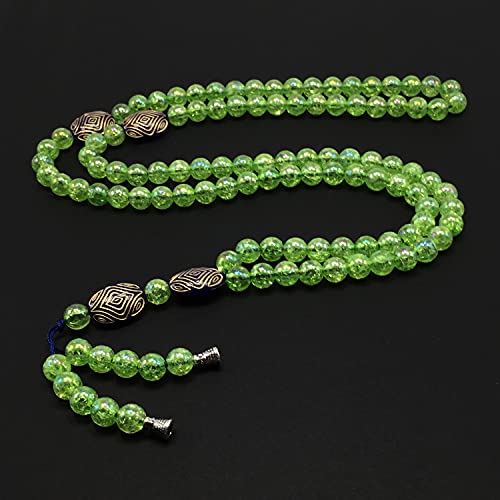-8MM -99 Beads Necklace DHIKR TASBIH Collection- Imitation Acrylic Muslim Beads-Tesbih-Tasbih-Tasbeeh-Misbaha-Masbaha-Subha-Sebha (Shiny Light Green) - color: Shiny Light Green