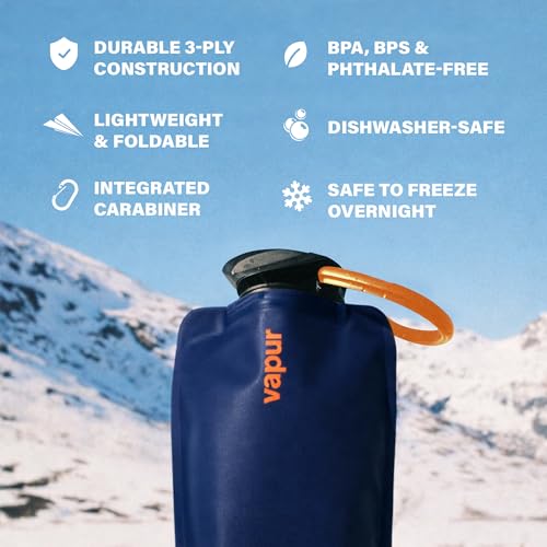Vapur Collapsible Water Bottle with Carabiner - 23oz (0.7L) - Blackout - color: Blackout