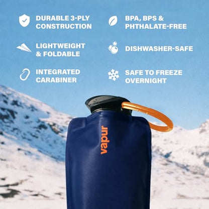 Vapur Collapsible Water Bottle with Carabiner - 23oz (0.7L) - Blackout - color: Blackout