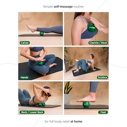 J&K 3.5 in Massage Ball for Back Pain – 2 Large Therapy Massage Balls – Trigger Point Relief and Myofascial Release – Rubber Ball for Physical Therapy