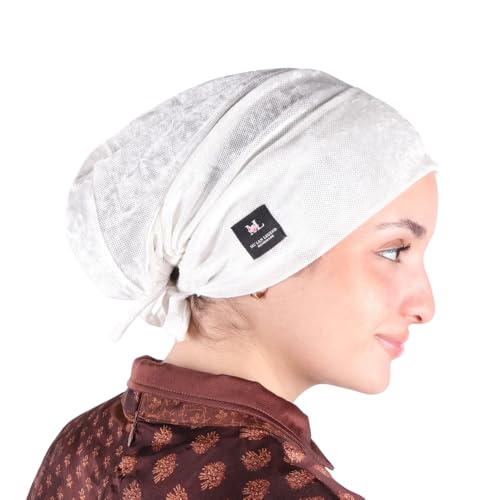 MU LAN Grip Bonnet | Non-Slip Anti-Slip Velvet Beanie Cap | Undercap Hijab Scarf Shawl | Women Underscarf - color: Off-white