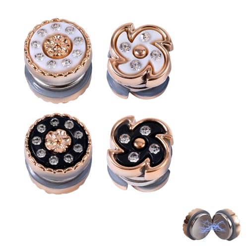 4 Pairs Magnetic Hijab Pins, No-Snag Hijab Pins for Women Multi-Use Pinless Magnetic Brooch Pin Strong Magnetic Scarf Clasp Magnet Buttons Stylish Clothes Scarves Accessories and Decor