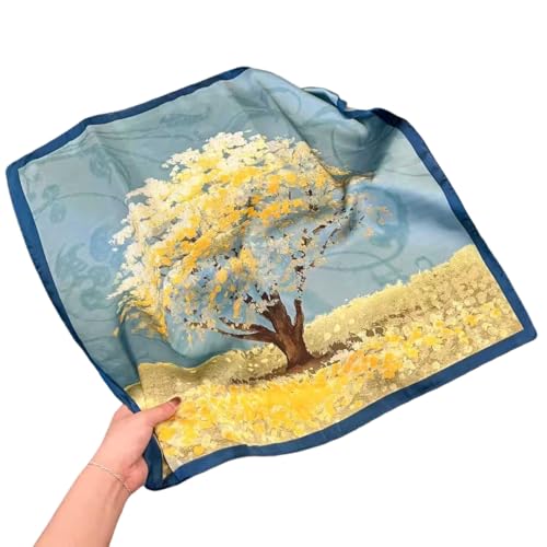 Square Silk Scarf Women Shawl Headbands Small Soft Neckkerchief Cat Print Bandana Satin Hijab Scarves - color: 12