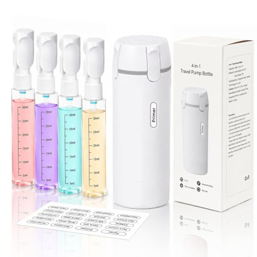 4 in 1 Travel Dispenser Bottle,4 Pack 30ML Travel Bottles for Toiletries, Leak Proof Travel Size Containers (White) - color: White