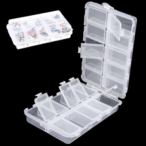 20 Compartments Tackle Boxes Plastic Box Storage Organizer Clear Fishing Storage Box Waterproof Parts Organizer with Adjustable Dividers for Lure Container Craft Beads Jewelry