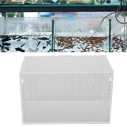 Fish Breeder Box, Aquarium Fish Breeding Box with Suction Cups, High Transparency Acrylic Hatchery Incubator Tank for Baby Fish Shrimp Clownfish Isolation and Rearing (14 * 8 * 9CM) - size: 14*8*9CM
