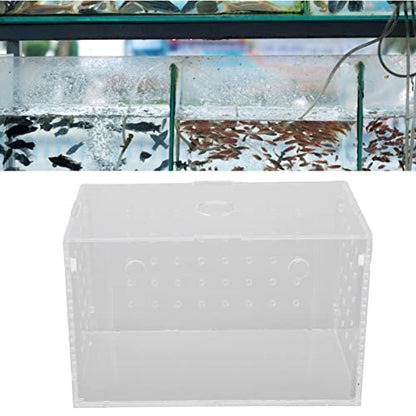 Fish Breeder Box, Aquarium Fish Breeding Box with Suction Cups, High Transparency Acrylic Hatchery Incubator Tank for Baby Fish Shrimp Clownfish Isolation and Rearing (14 * 8 * 9CM) - size: 14*8*9CM