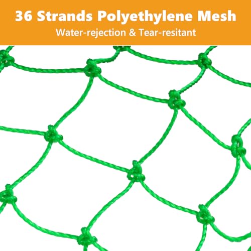QualyQualy Large Bridge and Pier Fishing Net 32''/39'' Hoop, Foldable Drop Net Pier Fishing for Saltwater with Rope, Landing Net with Nylon Mesh, Collapsible Soft Steel Ring - color: Green, size: M: 32''×36''