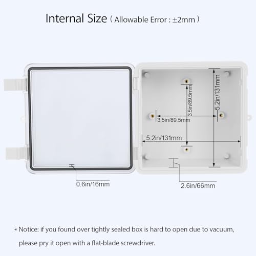 ABS Plastic Dustproof Waterproof IP65 Junction Box Hinged Shell Universal Electrical Project Enclosure Gray, with PC Transparent Clear Cover 5.9 x 5.9 x 3.5inch(150 x150 x90mm), 2 Pack - size: 5.9" x 5.9"x 3.5" (2pc)