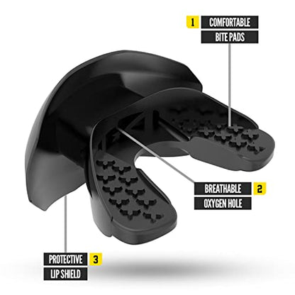 Nxtrnd One Football Mouth Guard, Strap Included, Fits Adult & Youth (Black) - color: Black