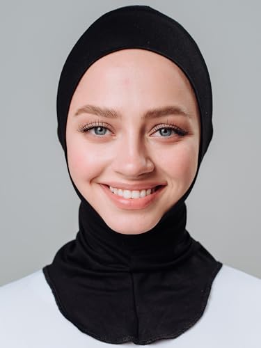 Hijab Undercap with Ties for Secure Fit – Muslim Underscarf for Women - color: Black