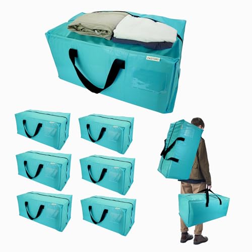 6-Pack Moving Bags,Heavy Duty Large Storage Bags with Zippers & Backpack Straps,Space Saver Bags are Packing Supplies for Moving & Travel,Alternative to Moving Boxes(BLUE) - color: BLUE