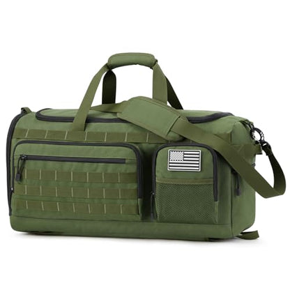 G4Free 3-in-1 Duffle Bag Travel Gym Sports, Large Tactical Duffel Backpack | 50L/65L with Shoes Compartment and Wet Pocket, Military Workout Bag for Men and Women, Green - color: Green