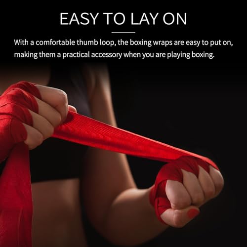 PATIKIL Boxing Hand Wraps, Elastic Boxing Wraps Cotton Fist Mitts Wrist Strap Protection for Muay Thai Martial Arts - size: 197 inch