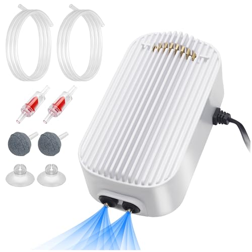 Quiet Aquarium Air Pump 9W Fish Tank Oxygen Aerator Pump with Air Stone Airline Tubing Check Valve Aquarium Bubbler for 160-300 Gallon Fish Tanks - size: 9W