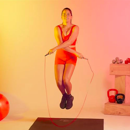 Elite Jumps Freestyle PVC Jump Rope Bundle - Premium Quality Adult Jump Ropes for Fitness - Lightweight Cardio Skipping Jump Rope for Exercise and Training - Unbreakable Grip Tape Handles - color: Red