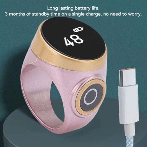 Smart Counter, Digital LCD Screen Rechargeable Electronic Tally for Muslim Islamic Prayer Work Sports, Finger Counter Touch Control - color: Rose Gold