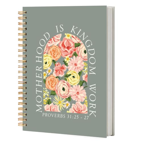 NATSUNO Floral Christian Spiral Notebook Journal 5.5x8.3in - color: White Floral Christian