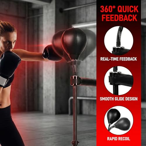 Boxing Bar Punching Bag, Spinning Reflex Bar Adjustable Height 48 to 78 Inches, Suitable for Boxing, MMA, Muay Thai