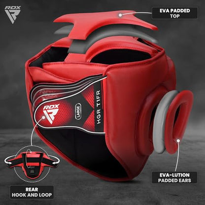 RDX Boxing Headgear MMA Muay Thai, Removable Face Grill, Head Gear for Sparring Grappling Martial Arts Kickboxing Taekwondo Karate BJJ Training - color: Red, size: X-Large
