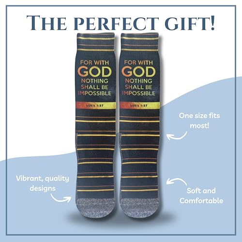 Men's – Christian Crew Socks for Men with Scripture | Moisture-Wicking | Easter Gift Idea - color: Possible With God (Luke 1:37)