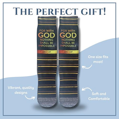 Men's – Christian Crew Socks for Men with Scripture | Moisture-Wicking | Easter Gift Idea - color: Possible With God (Luke 1:37)