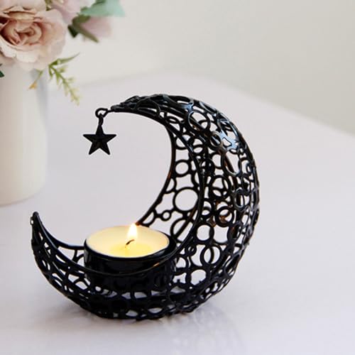 Metal Moon Stand Moon Shaped Holder Tealight Holder Candlestick Table Centerpiece Ramadans Decorations Tealight Stands - color: Gold