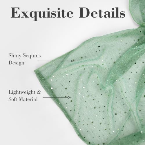 Sequin Scarf for Women Lightweight Mesh Shawl Wrap Bandana Hijab Headscarf for Summer Evening Dress - color: Lightblue