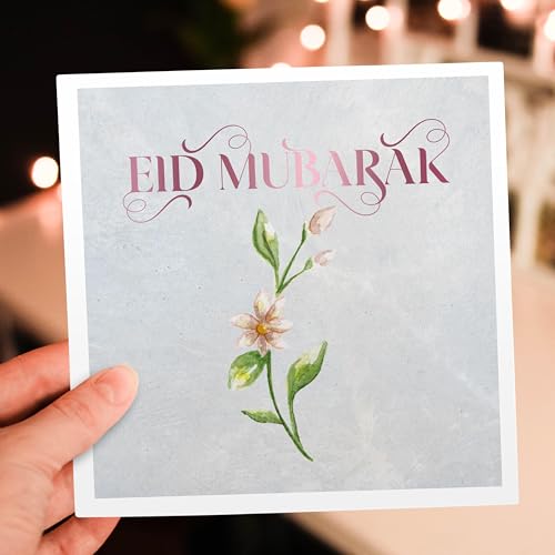 3dRose Image of quote Eid mubarak 1 Greeting Card with envelope - size: 5.5”