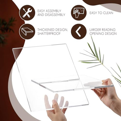 Large Acrylic Book Stands 15.8" x 9.5" x 5.4" Thicken Book Holder for Display Reading Open Coffee Table Stand for Cookbooks, Bible, Quran, Art, Magazines(Clear) - color: Clear