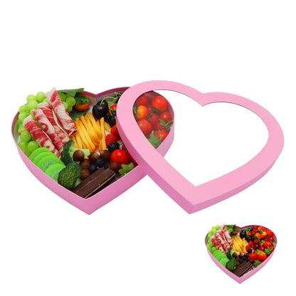 WENPACK 30.5cm(12인치) 하트 모양 선물 상자, 뚜껑 포함, 발렌타인 데이 샤퀴테리 스위트 푸드 생일 간식 (핑크) - color: 핑크