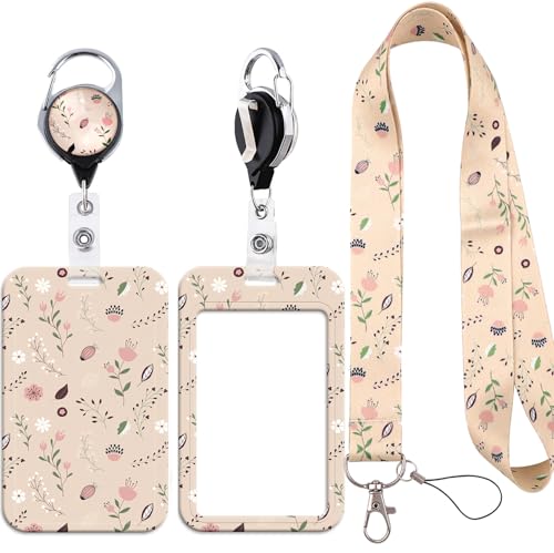 Lanyard with ID Badge Holder Retractable Badge Clip Cute Lanyards for ID Badges Keychain for Key Card Women Girls School Teacher Nurse Work - color: Flower