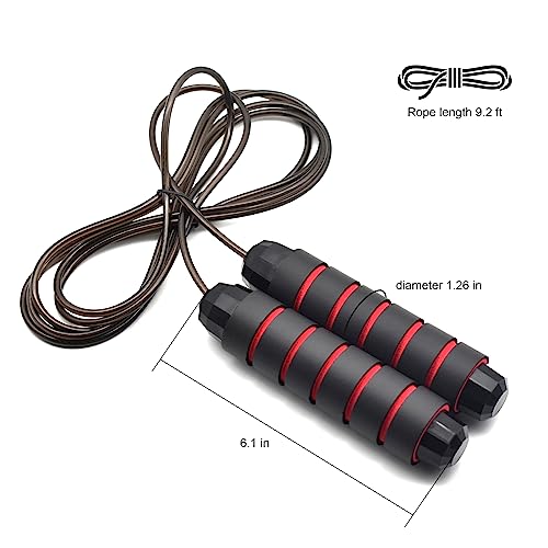 BOOMIBOO Jump Rope, Adjustable Jump Ropes,Skipping Rope Tangle-Free Rapid Speed with Ball Bearings for Women Men Kids,Exercise & Slim Body Jumprope at Home School Gym - color: Blue+Red