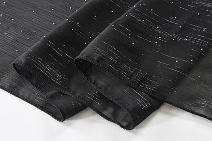 OurLore Chiffon Shawls Wraps for Women Sheer Glitter Scarf Sparkly Rhinestones Shoulder Sarong Cover Up Hijab for Wedding - color: Black