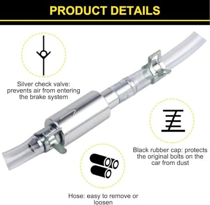 4 PCS Universal Brake Fluid Deflerator, Brake Bleed Hose, Brake System Bleeding Tools, Auto Motorcycle Clutch One-Way Check Valve Tube Deflation Tool Kit Hose with Metal Clamp (4 PCS) - color: 4 PCS