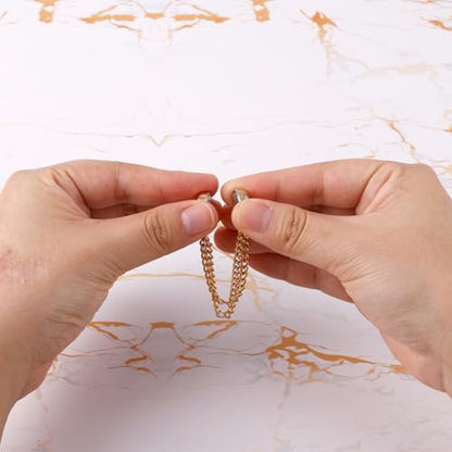 8pcs Multi-Function Magnetic Clothing Clips, Magnetic Button Clips with Chain Widely Used Magnet Clothing Pins Pant Waist Tightener Clip for Shirt Skirt Pants Dress(Gold) - color: Gold