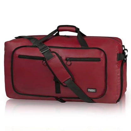 Fmeida 65L Duffle Bag with Shoes Compartment, Foldable Travel Duffel Bags for Men Women, Large Packable Travel Bag Water Repellent & Tear Resistant (Red) - color: Glossy Red