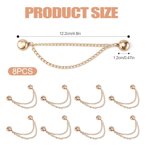 8pcs Multi-Function Magnetic Clothing Clips, Magnetic Button Clips with Chain Widely Used Magnet Clothing Pins Pant Waist Tightener Clip for Shirt Skirt Pants Dress(Gold) - color: Gold