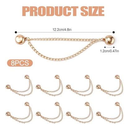 8pcs Multi-Function Magnetic Clothing Clips, Magnetic Button Clips with Chain Widely Used Magnet Clothing Pins Pant Waist Tightener Clip for Shirt Skirt Pants Dress(Gold) - color: Gold