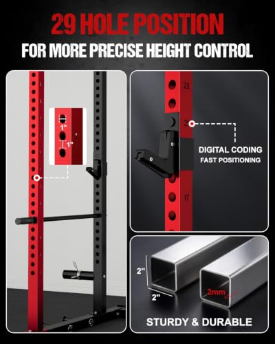 C1-V4 Power Cage, 2000LBS Squat Rack with LAT Pulldown, Multi-Function Weight Cage Strength Training Machine, Workout Cage with More Attachments for Home Gym Garage - style: RD Power Cage C1-V4