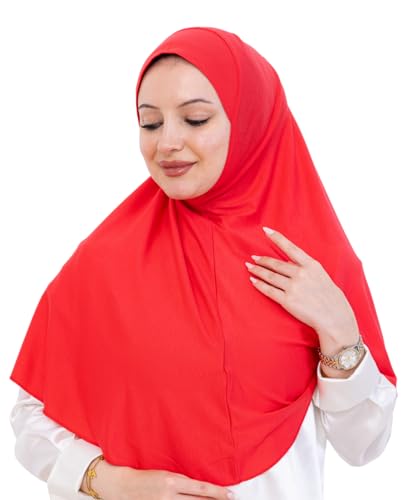 Prien Ready Hijab For Women, One Piece Muslim Instant Turban, Easy To Wear Long Head Scarf, Turkish Islamic Clothes For Abaya - color: Brink Pink
