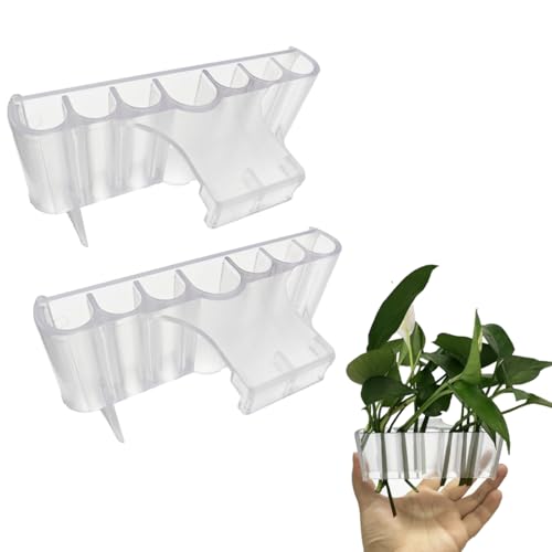 2Pcs 7 Holes Aquarium Plant Holders, Plant Holder for Aquarium with Hooks, Transparent
