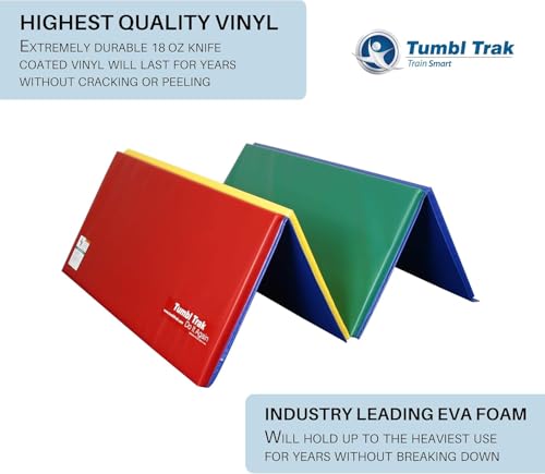 Tumbl Trak Gymnastics Folding Tumbling Panel Mat - color: Primary Rainbow, size: 4'x6'x2"