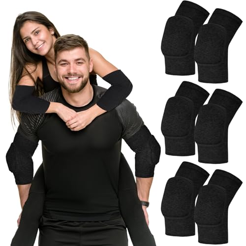 Tarpop 3 Pairs Volleyball Elbow Pads Arm Brace Pads Elbow Protector with Breathable Anti-Collision Sponge Compression Arm Support for Women Men Basketball Tennis Football Skating(Black) - color: Black