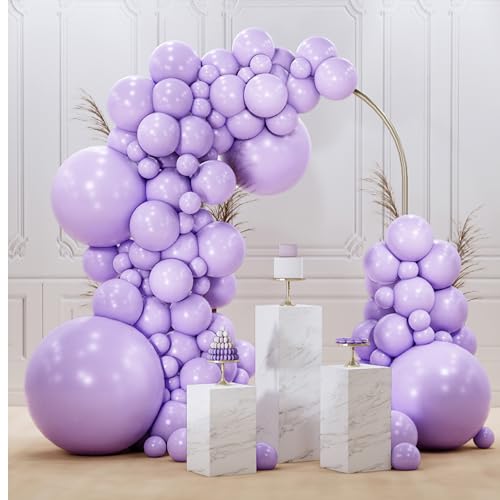 PartyWoo Lavender Balloons 99pcs Light Pastel Purple Lilac Different Sizes - color: Purple-q10