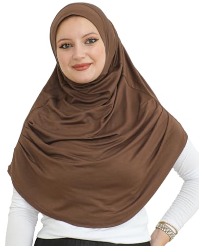 Prien Ready To Wear Hijab For Women, Instant Turban, Soft Muslim Scarf For Prayer, Long Hijabs, Islamic Clothes, Jersey Abaya - color: Brown