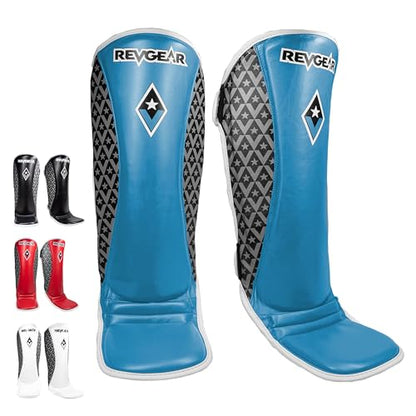 Revgear Superlite Light Weight Leather Shin Guards | for Martial Arts/MMA - color: Blue, size: Small
