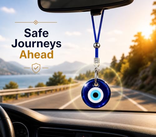 Turkish Blue Evil Eye Car Hanging Ornament - Rearview Mirror Accessories - Evil Eye Car Charm - style: Classic