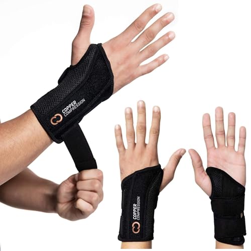Copper Compression Advanced Wrist Brace - Copper Infused Adjustable Orthopedic Support Splint for Pain, Carpal Tunnel, Arthritis, Tennis Elbow, Tendinitis, RSI, Ganglion Cyst for Men Women Right S/M - size: Right Hand Small/Medium (Pack of 1)